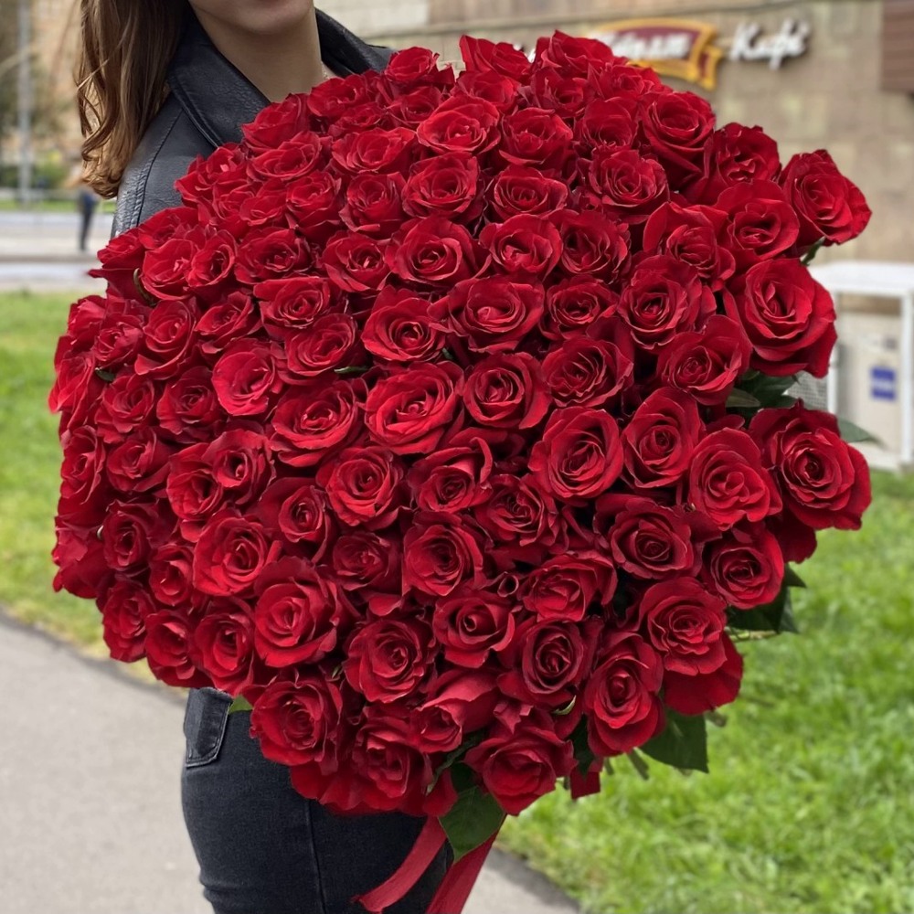 101 красная роза Эквадор 80 см