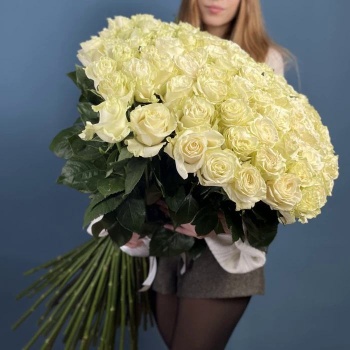 Букет из 101 белой розы Premium 80 см.