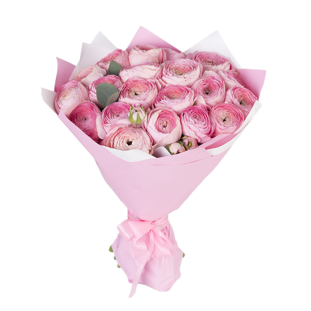 Букет 21 розового ранункулюса