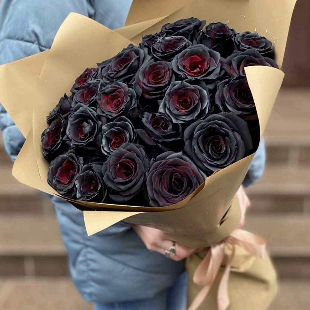 Букет из 25 черных роз Premium Эквадор
