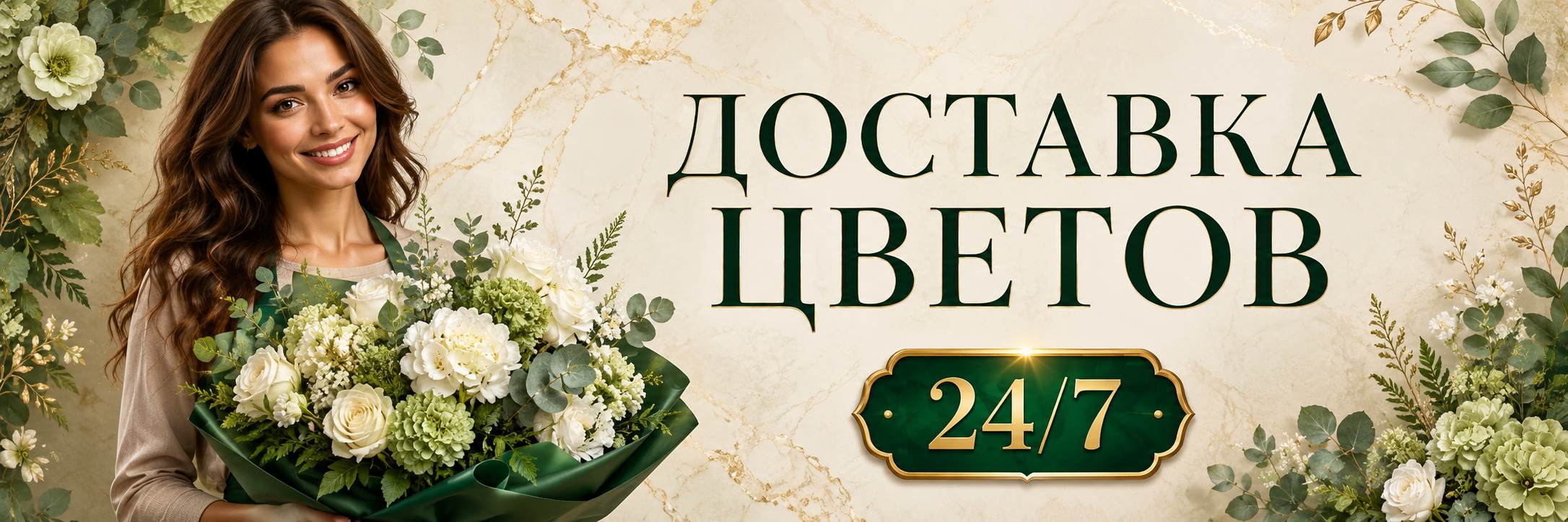 Флорист с букетом белых цветов