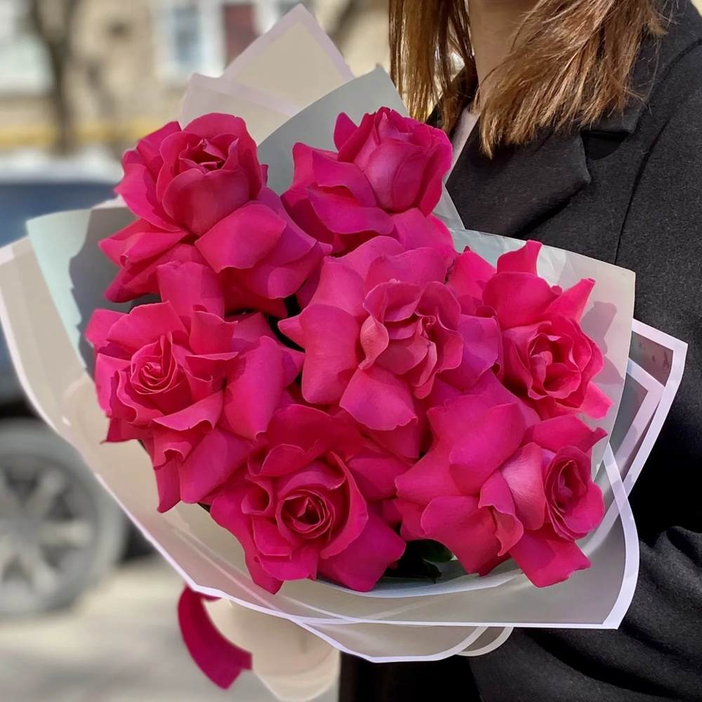 Французская малиновая роза 7 шт.