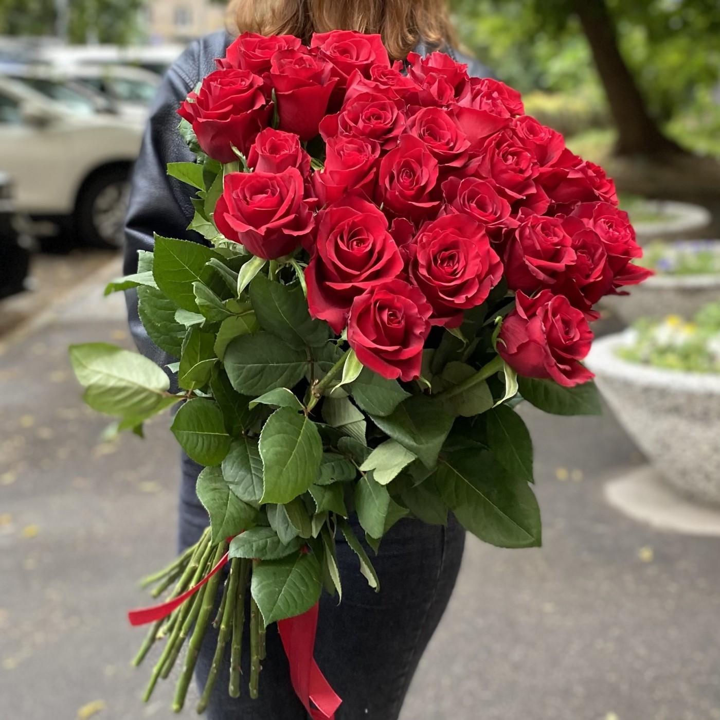 25 красных роз Premium 70 см.